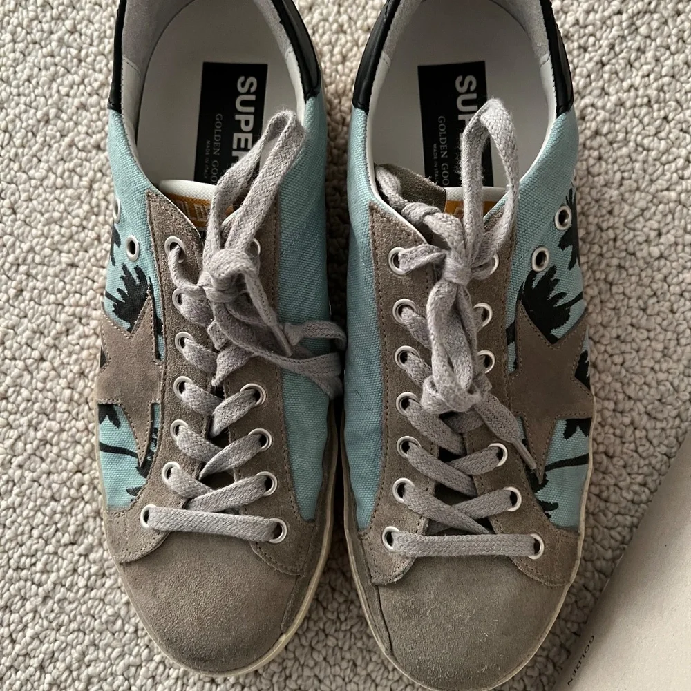 Golden Goose Men's Super Star Palm Tree-Print Canvas Low-Top Sneakers - NWOT - Picture 3 of 8
